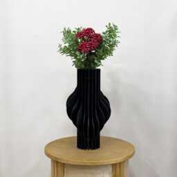Black Wood Vase Minimalist Japandi Decor, Unique Sculpture - thumbnail 2