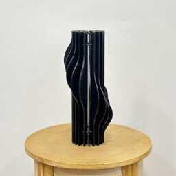 Black Wood Vase Minimalist Japandi Decor, Unique Sculpture - thumbnail 3