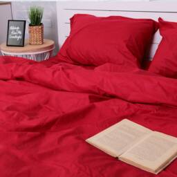 Cotton Duvet Cover Set in Red. Cover + 2 Pillowcases. Twin Full Queen King Single Kingsingle Double Custom Bed Linen - thumbnail 3