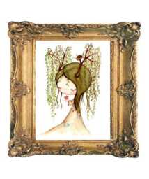 Weeping Willow Print Tree Art Bird Prints Cute Pop Surrealism Animal 8 X 10 Wall Decor - thumbnail 2