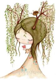 Weeping Willow Print Tree Art Bird Prints Cute Pop Surrealism Animal 8 X 10 Wall Decor - thumbnail 3