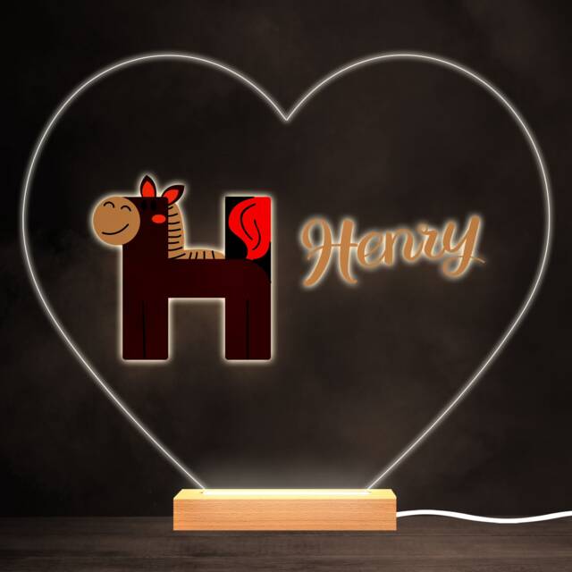 Alphabet Animals Letter H Colourful Heart Personalised Gift Lamp Night Light - Bedroom - image 1