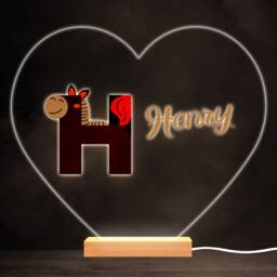 Alphabet Animals Letter H Colourful Heart Personalised Gift Lamp Night Light - Bedroom - thumbnail 1