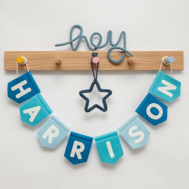 Personalised Name Felt Bunting. Custom Nursery Garland Decor. Rainbow, Pastel, Jungle, Neutral Colours - image 1