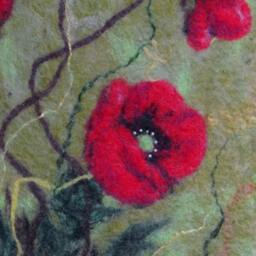Poppies, Handfelted Wall Decor, Wall Hanging, Art, Home Decor Gift, Red Green White, Summer Flowers. Made To Order - thumbnail 4
