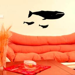Free Shipping Wall Decals Animals Sea Fish Whale With Babies Vinyl Decal Bathroom Interior Design Sticker Kids Nursery Baby Room Decor M8 - thumbnail 2