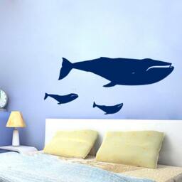 Free Shipping Wall Decals Animals Sea Fish Whale With Babies Vinyl Decal Bathroom Interior Design Sticker Kids Nursery Baby Room Decor M8 - thumbnail 1