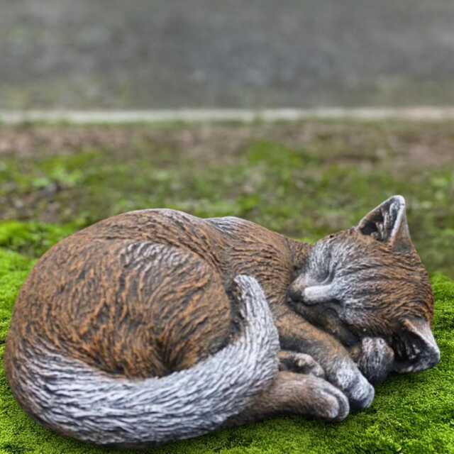 Concrete Curled Cat Statue Sleeping Kitten Sculpture Stone Kitty Figurine Memorial Decor Garden Pet Ornament Handmade Art Lover Gift - image 1