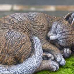 Concrete Curled Cat Statue Sleeping Kitten Sculpture Stone Kitty Figurine Memorial Decor Garden Pet Ornament Handmade Art Lover Gift - thumbnail 2