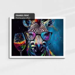 Zebra Toasting Drink Glasses Animal Art Abstract Oil Painting Framed Poster Print & Canvas Wall Living Home Decor Interior Gift - thumbnail 3
