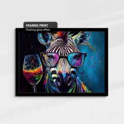 Zebra Toasting Drink Glasses Animal Art Abstract Oil Painting Framed Poster Print & Canvas Wall Living Home Decor Interior Gift - thumbnail 2