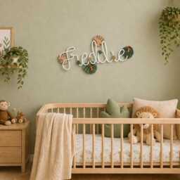 Jungle Themed Knitted Wire Name Sign, Personalised For Bedroom Or Nursery Wall Decor - thumbnail 3