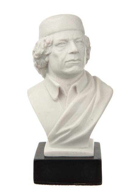 Libyan Revolutionary Colonel Muammar Gaddafi Marble Bust Statue 4.6'' - 11.5 cm White