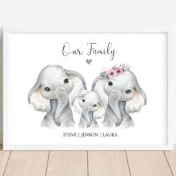 Personalised Elephant Family Gift Print Up To 7 Members Unframed - thumbnail 3