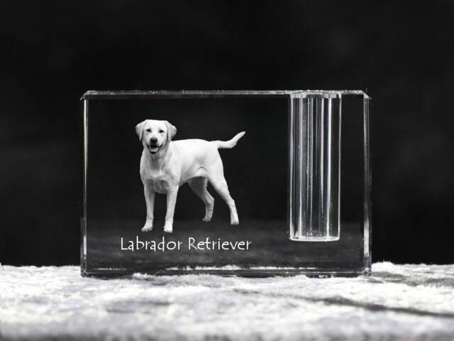 Labrador Retriever, Crystal Pen Holder With Dog, Souvenir, Decoration, Limited Edition, Collection - image 1