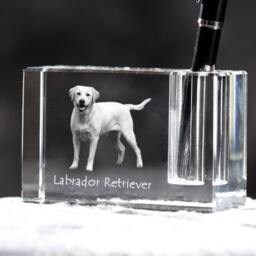 Labrador Retriever, Crystal Pen Holder With Dog, Souvenir, Decoration, Limited Edition, Collection - thumbnail 2