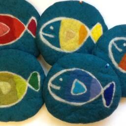 Handfelted Seat Cushion With A Coloured Fish - thumbnail 3
