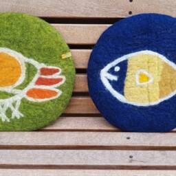 Handfelted Seat Cushion With A Coloured Fish - thumbnail 2