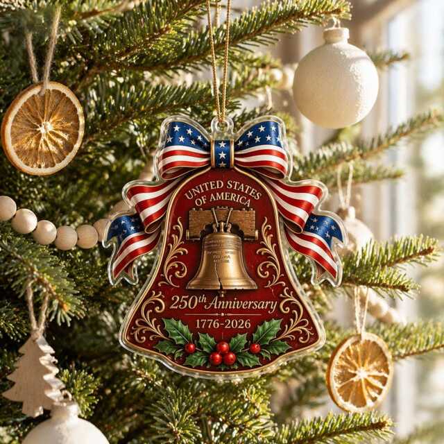 Liberty Bell Usa 250Th Anniversary Ornament, 1776 2026 Patriotic Christmas Decor, America 250 Acrylic Keepsake Gift - image 1