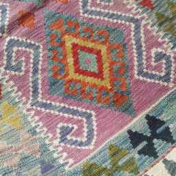 Kilim Rug Multicolour, Handmade Artisan Afghan Turkish Persian Rug, Navajo Moroccan Bohemian Flatweave, Natural Wool Dhurrie 126x78 cm - thumbnail 4