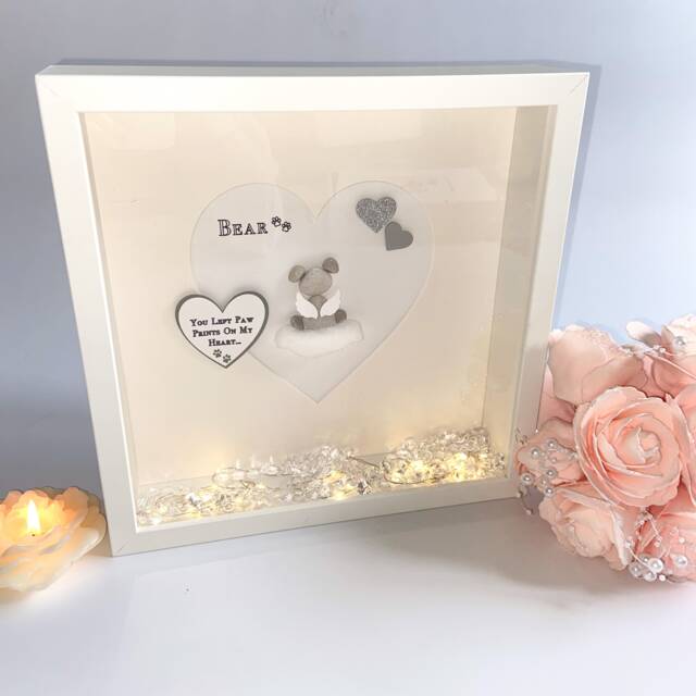 Pet Loss Angel Personalised Pebble Art Memorial For A Dog Gift Of Cat Pet Over The Rainbow Bridge Picture Frame - image 1