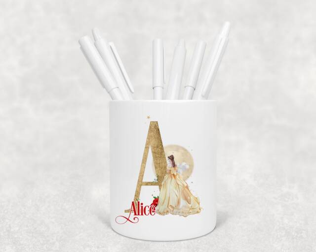 Personalised Princess Alphabet Pencil Pot, Brush Holder - image 1