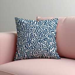 Modern Line Art Maze Pattern Cushion Cover, Abstract Blue & White Geometric Pillow Living Room Decor - thumbnail 2