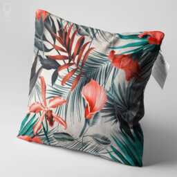 Cushion Cover With Red & Grey Floral Pattern - Double Sided Printing Throw Pillow On The Chenille Multi Size Options Oeko-Tex - thumbnail 3