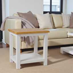 Painted Side Table With Oak Top Living Room, Bedroom Furniture, Assembled