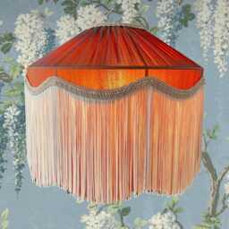 Handmade Copper Brown Silk Fringe Lampshade, Victorian Style - thumbnail 2