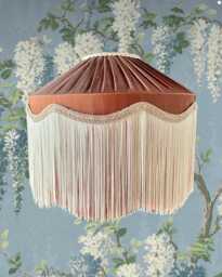 Handmade Copper Brown Silk Fringe Lampshade, Victorian Style