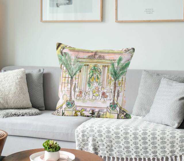 The Ritz, Afternoon Tea Cushion, Illustration, Palm Court, London - image 1