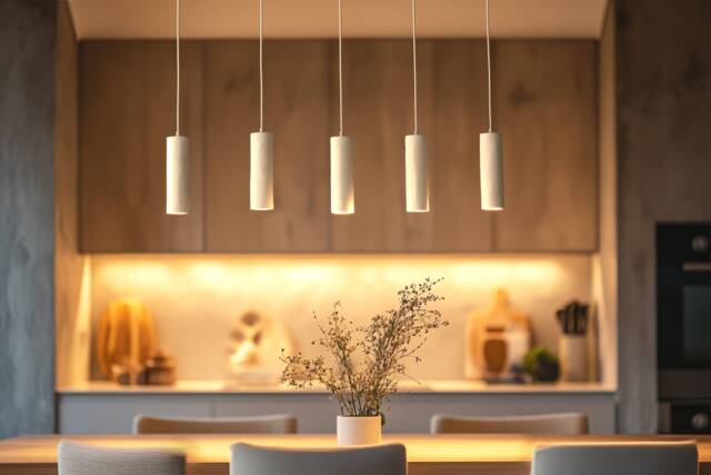Linear Ceramic Tube Chandelier, Modern Italian Inspired Dining Lighting, Plug in/Hardwired - Naaya Rigatoni - image 1