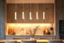 Linear Ceramic Tube Chandelier, Modern Italian Inspired Dining Lighting, Plug in/Hardwired - Naaya Rigatoni
