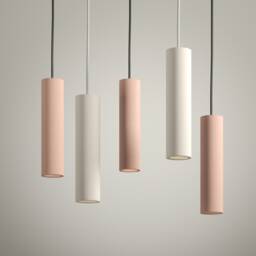 Linear Ceramic Tube Chandelier, Modern Italian Inspired Dining Lighting, Plug in/Hardwired - Naaya Rigatoni - thumbnail 2