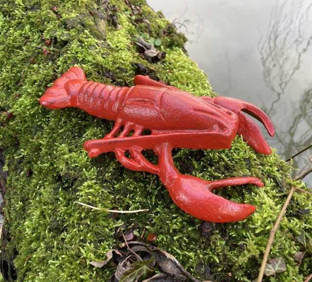 Cast Iron Red Painted Lobster Garden/Indoor Ornament - image 1