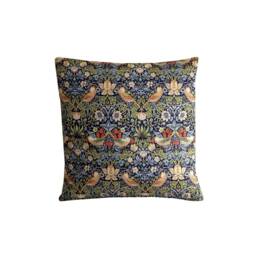 William Morris Strawberry Thief Cushion Indigo Floral Zippered Pillow Cover 100% Cotton, Various Sizes - thumbnail 2