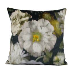 Romo - Black Edition Herbaria Obsidian Decadent Floral Velvet Designer Cushion Cover Handmade Throw Pillow Luxury Home D??cor - thumbnail 2