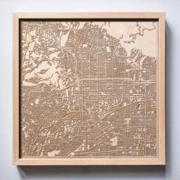 Pasadena Wooden Map - Framed 3D Laser Cut City Streets Wall Art