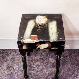 Chunky Square Wood Base Fluted Leg Hand Detailed Queen Of Regina Side Table - thumbnail 2