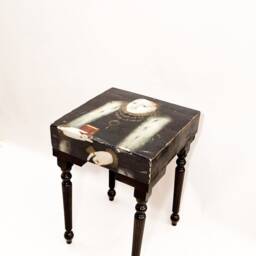 Chunky Square Wood Base Fluted Leg Hand Detailed Queen Of Regina Side Table - thumbnail 3