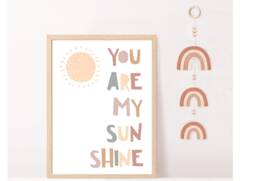You Are My Sunshine Print , Nursery Decor, Playroom Print, Nursery Prints, Boho Style, Kids Wall Art, Decor - thumbnail 1