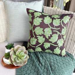Dark Brown Art Silk Sequin Embellished Decorative Throw Pillow Cover, 16x16 Tropical Style Tulip Nature Or Floral Cushion Cover - thumbnail 3