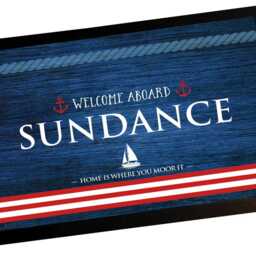 Personalised Boat Door Mat - Welcome Aboard Nautical Blue Sailing Boat Barge, Narrowboat Custom Floor - thumbnail 4