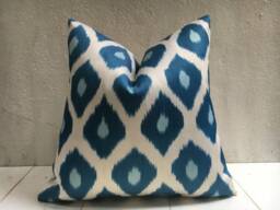 Handwoven Silk Ikat Pillow Cover, Decorative Cushion - 20x20 - thumbnail 1