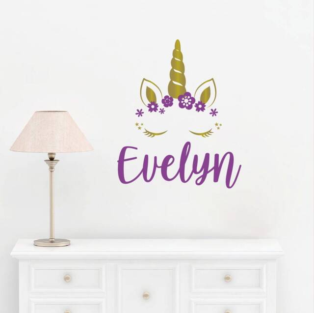Unicorn Wall Decal, Girl Name Decal, Sticker, Girls Room Decor, Bedroom Removable Art Decals Db461 - image 1