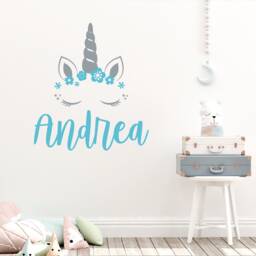 Unicorn Wall Decal, Girl Name Decal, Sticker, Girls Room Decor, Bedroom Removable Art Decals Db461 - thumbnail 2