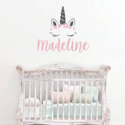 Unicorn Wall Decal, Girl Name Decal, Sticker, Girls Room Decor, Bedroom Removable Art Decals Db461 - thumbnail 3