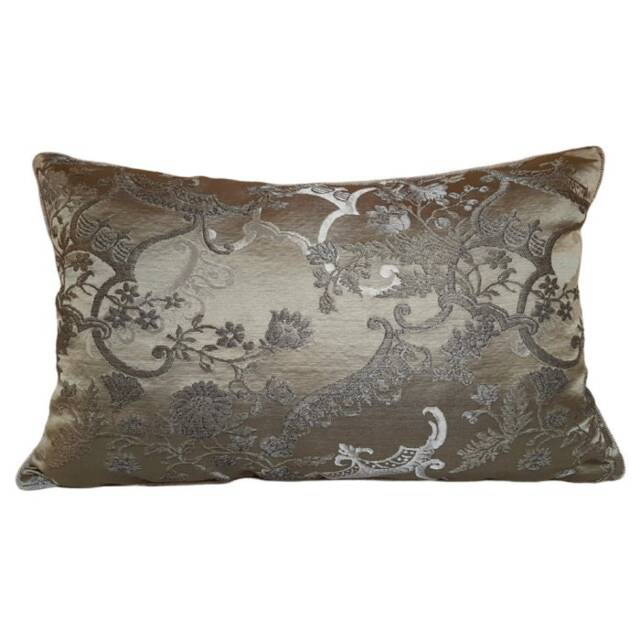 Throw Pillow Cover Lime Green Silk Brocade Rubelli Fabric Madama Butterfly Pattern - Made in Italy - image 1