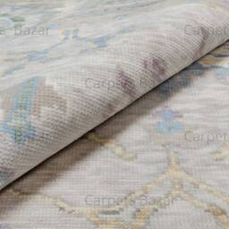 Hand-Knotted Smokey Taupe Oushak Wool Rug, Muted Blue Green Beige, 8x10 9x12 Arn_018 - thumbnail 3